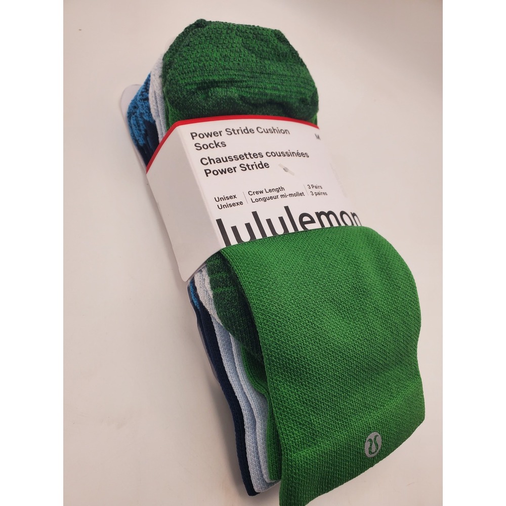 NWT Lululemon Power Stride Cushion Crew Socks 3-Pack - Size M